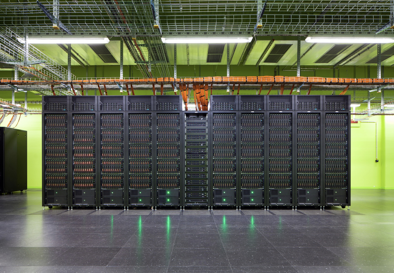 View of the server rooms of the TUD (2022). Photo: Robert Gommlich/© Courtesy of TUD´s Center for Information Services and High-Performance Computing (ZIH).
