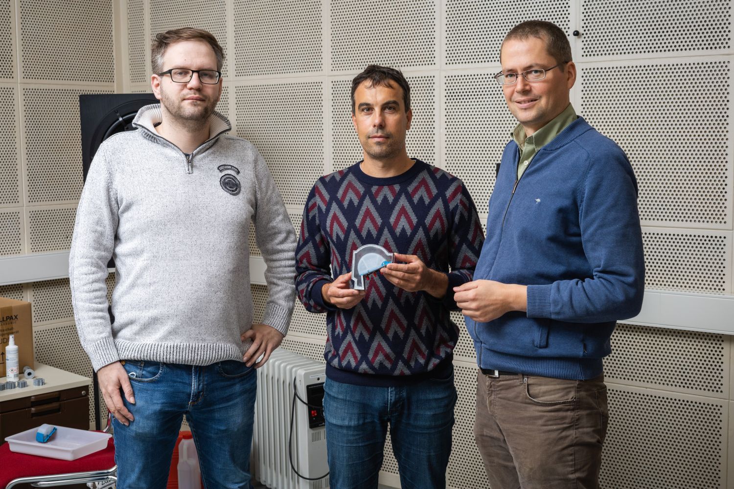 Patrick Häsner, Christian Kosmas Mayer and Professor Peter Birkholz. Photo: Adrian Sauer.