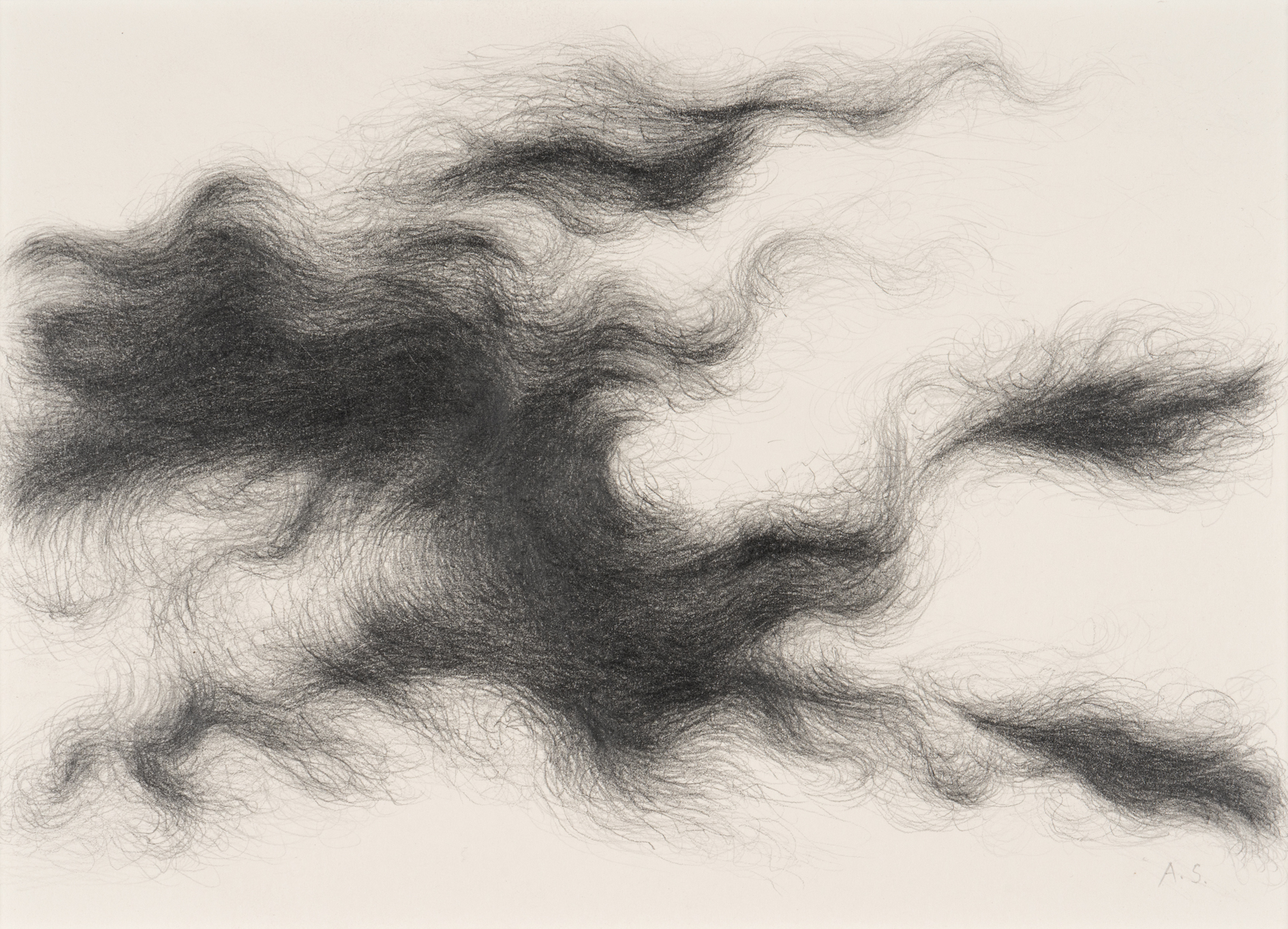 Angela Schwank: cirrus intonsus (2020). Photo: Johannes Novohradsky. Graphite and pencil on paper, 30.2 x 22.2 cm.
