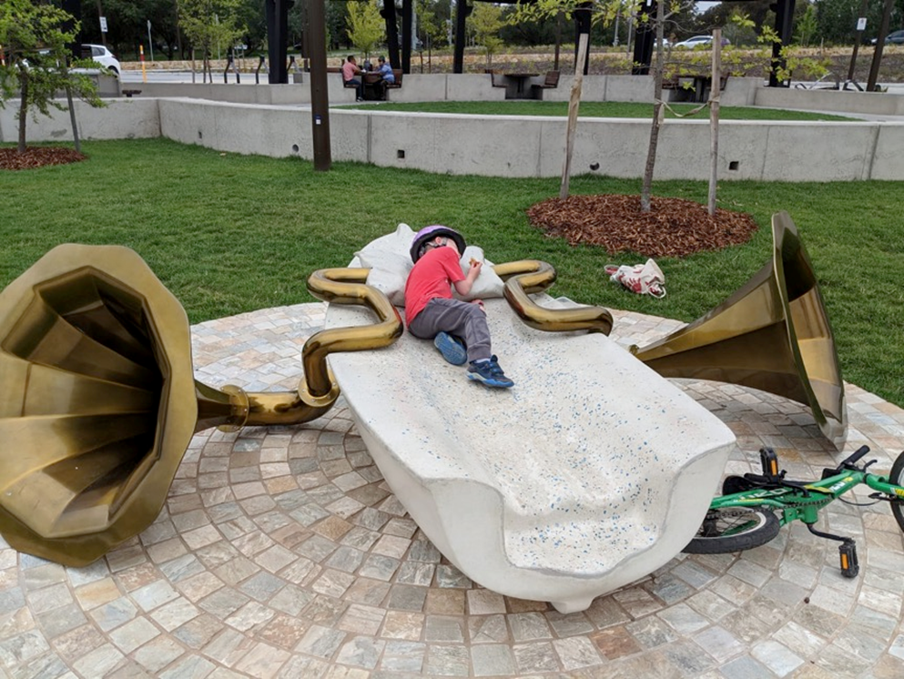 Hanna Hoyne: Crying Dinghy (A Spirit Recharge Vessel) (2018). Henry Rolland Park, Canberra. Photo: Joey Wilton.