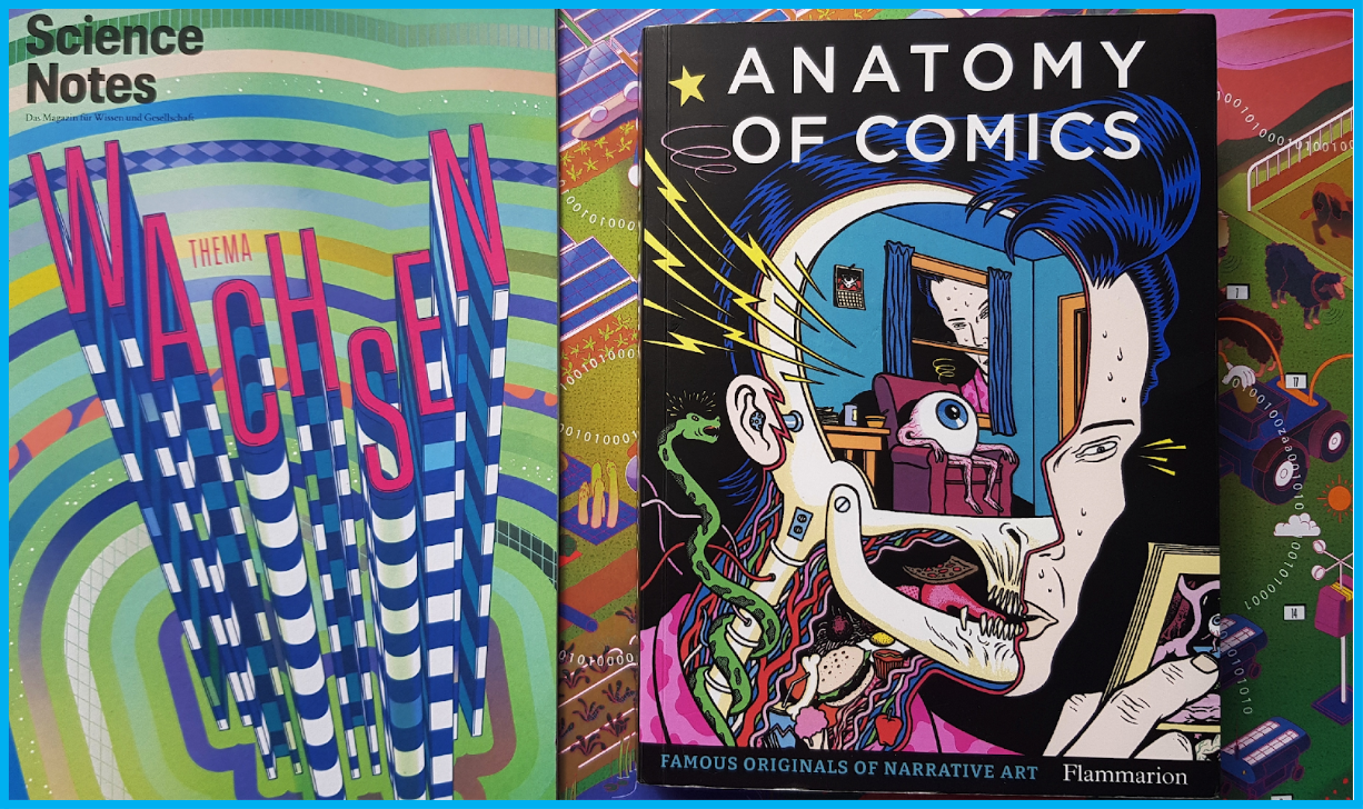 Collage featuring one issue of Science Notes and the Anatomy of Comics (2024). Photo: Anna-Sophie Jürgens.